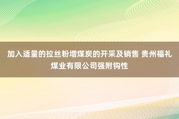 加入适量的拉丝粉增煤炭的开采及销售 贵州福礼煤业有限公司强附钩性
